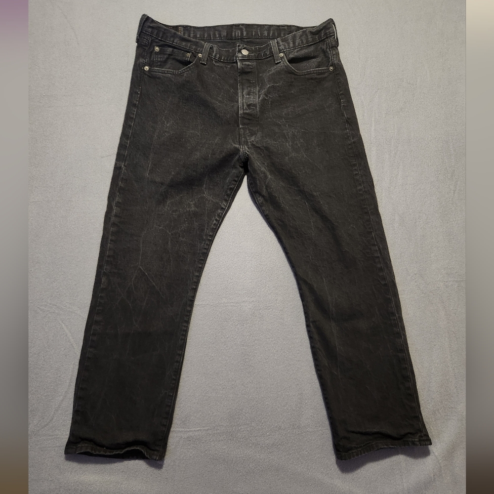 Levis Size 40x30 Black 501s Straight Leg Button Fly